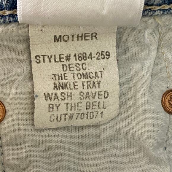 MOTHER The Tomcat Ankle Fray Size 26 Saved By The Bell Blue Straight Leg Heart - Picture 13 of 15